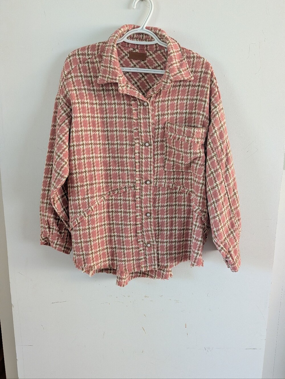 Umgee Dusty Pink Plaid Button-Front Shacket